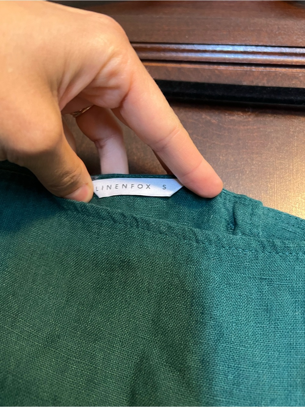 Linenfox Summer Linen Dress in Emerald Green, size s - Picture 3 of 5